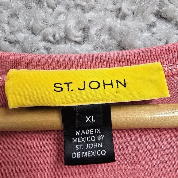 St John Shirt Womens XL Pink Pullover Silk Trim Lightweight Minimalist READ - Picture 4 of 12